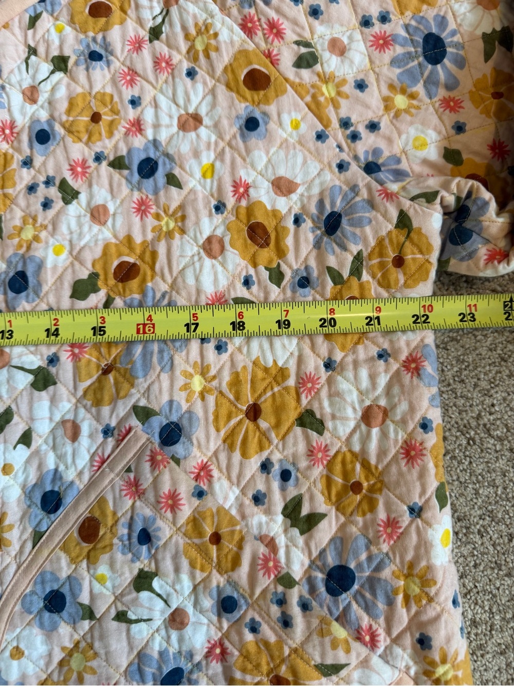 Floral Quilted Long Sleeve Jacket in Cream and Mustard Cottagecore Grandma - Picture 6 of 7